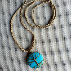 Brass Turquoise Necklace (Tree of Life)