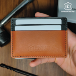 Brown Slim Card Holder 3-4 card slot - Leather Wallet - Made with Veg tanned leather full grain