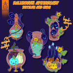 Halloween Apothecary - Bottles and Jars Vinyl Stickers by Likhang Katha